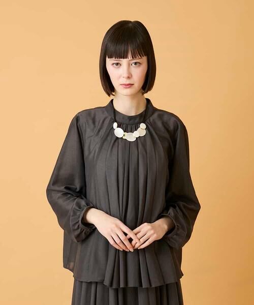 Maison de CINQ / メゾン ドゥ サンク シャツ・ブラウス | 【小さいサイズ】スタンドカラーかまぼこプリーツブラウス | 詳細2