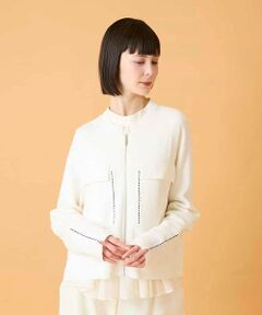 Maison de CINQ / メゾン ドゥ サンク カーディガン・ボレロ | 【小さいサイズ】ステッチアクセントミラノリブカーディガン