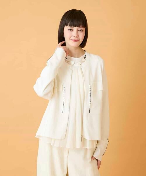 Maison de CINQ / メゾン ドゥ サンク カーディガン・ボレロ | 【小さいサイズ】ステッチアクセントミラノリブカーディガン | 詳細18