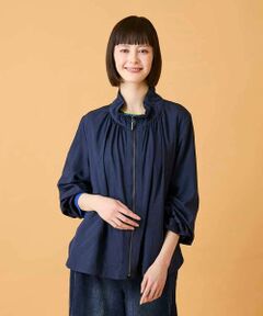 Maison de CINQ / メゾン ドゥ サンク セットアップ | 【小さいサイズ】ナチュラルワッシャーギャザーライトブルゾン