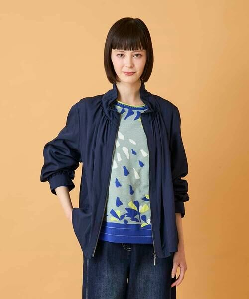 Maison de CINQ / メゾン ドゥ サンク セットアップ | 【小さいサイズ】ナチュラルワッシャーギャザーライトブルゾン | 詳細1