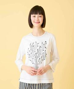 Maison de CINQ / メゾン ドゥ サンク カットソー | 【小さいサイズ】サボテン刺繍コットンTシャツ
