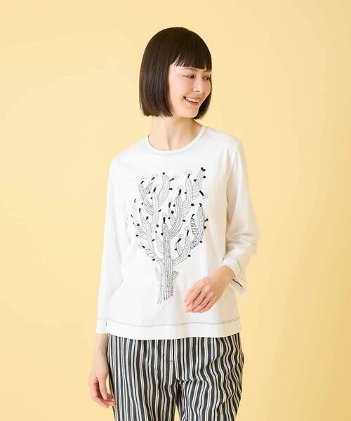 Maison de CINQ / メゾン ドゥ サンク カットソー | 【小さいサイズ】サボテン刺繍コットンTシャツ | 詳細2
