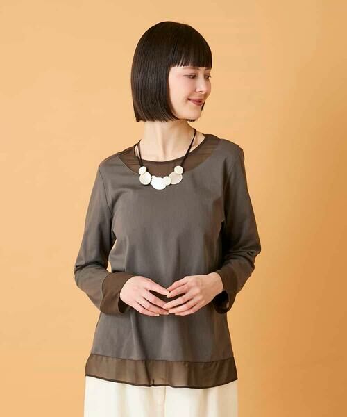 Maison de CINQ / メゾン ドゥ サンク カットソー | 【小さいサイズ】異素材ドッキングフレアカットソー | 詳細2