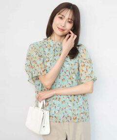 Maison de CINQ / メゾン ドゥ サンク シャツ・ブラウス | 【小さいサイズ】タックスリーブ花柄シフォンブラウス/洗濯機で洗える