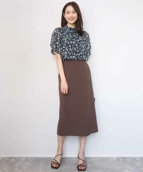 Maison de CINQ / メゾン ドゥ サンク シャツ・ブラウス | 【小さいサイズ】タックスリーブ花柄シフォンブラウス/洗濯機で洗える | 詳細2