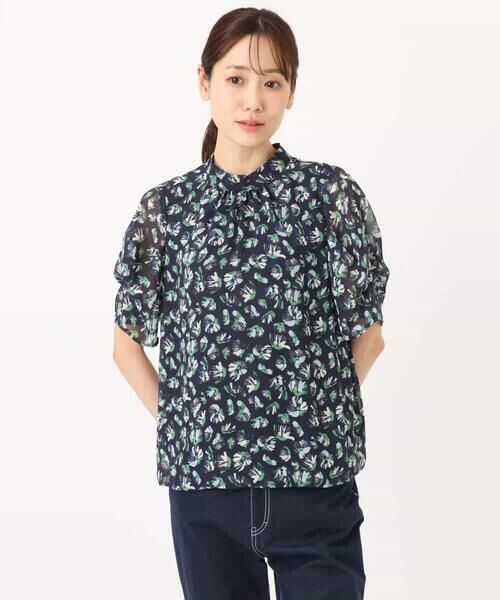 Maison de CINQ / メゾン ドゥ サンク シャツ・ブラウス | 【小さいサイズ】タックスリーブ花柄シフォンブラウス/洗濯機で洗える | 詳細21