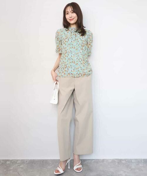 Maison de CINQ / メゾン ドゥ サンク シャツ・ブラウス | 【小さいサイズ】タックスリーブ花柄シフォンブラウス/洗濯機で洗える | 詳細9