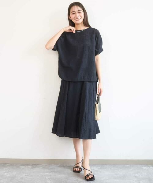 Maison de CINQ / メゾン ドゥ サンク シャツ・ブラウス | 【小さいサイズ】[洗える]シアーチェック柄タックスリーブブラウス | 詳細5