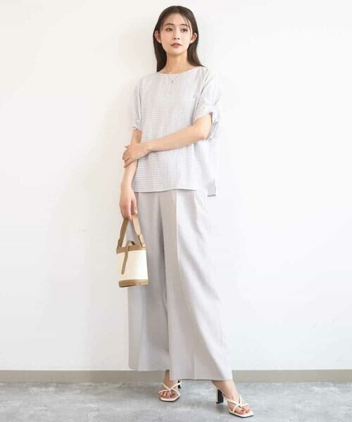 Maison de CINQ / メゾン ドゥ サンク シャツ・ブラウス | 【小さいサイズ】[洗える]シアーチェック柄タックスリーブブラウス | 詳細8