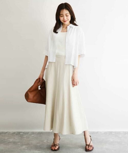 Maison de CINQ / メゾン ドゥ サンク シャツ・ブラウス | 【小さいサイズ】[洗える]ストライプレース五分袖シャツブラウス | 詳細1