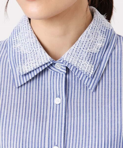 Maison de CINQ / メゾン ドゥ サンク シャツ・ブラウス | 【小さいサイズ】[洗える]ストライプレース五分袖シャツブラウス | 詳細10