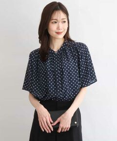 Maison de CINQ / メゾン ドゥ サンク シャツ・ブラウス | 【小さいサイズ】[UVカット/接触冷感/洗濯機で洗える]フレアスリーブ幾何柄ブラウス