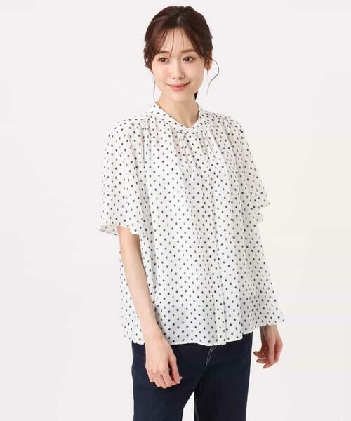 Maison de CINQ / メゾン ドゥ サンク シャツ・ブラウス | 【小さいサイズ】[UVカット/接触冷感/洗濯機で洗える]フレアスリーブ幾何柄ブラウス | 詳細15