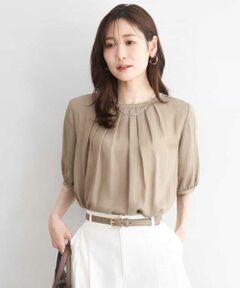Maison de CINQ / メゾン ドゥ サンク シャツ・ブラウス | 【小さいサイズ】[UVカット/接触冷感/洗える]サテン フロントタックデザインブラウス
