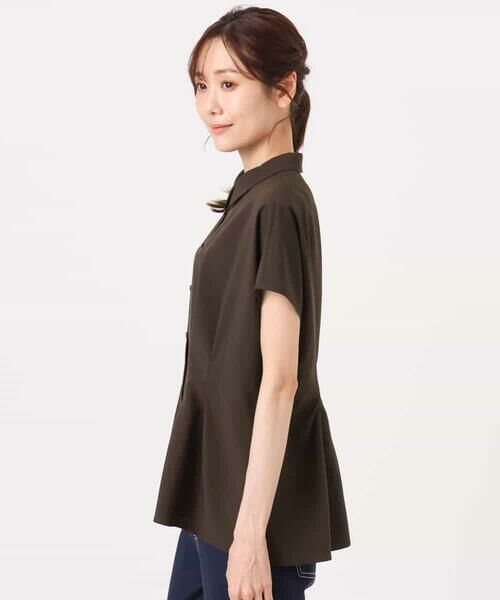 Maison de CINQ / メゾン ドゥ サンク シャツ・ブラウス | 【小さいサイズ】[洗える]リネンライクストレッチ ウエストタックデザイン襟付きブラウス | 詳細13