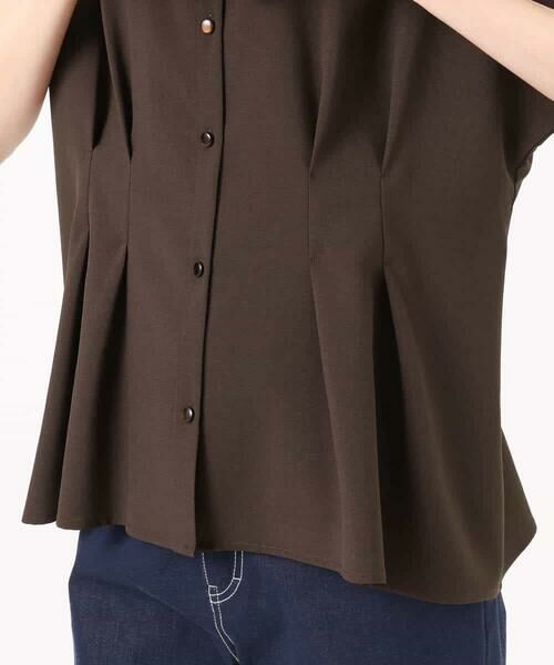 Maison de CINQ / メゾン ドゥ サンク シャツ・ブラウス | 【小さいサイズ】[洗える]リネンライクストレッチ ウエストタックデザイン襟付きブラウス | 詳細17