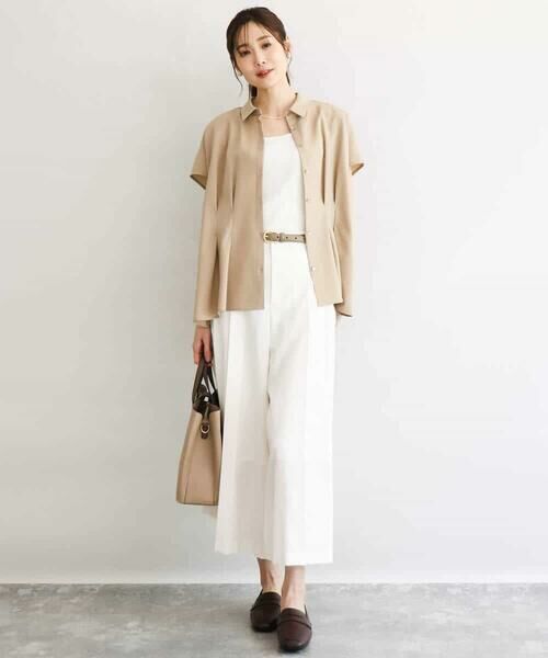 Maison de CINQ / メゾン ドゥ サンク シャツ・ブラウス | 【小さいサイズ】[洗える]リネンライクストレッチ ウエストタックデザイン襟付きブラウス | 詳細2