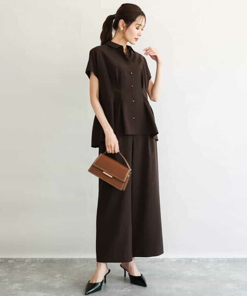 Maison de CINQ / メゾン ドゥ サンク シャツ・ブラウス | 【小さいサイズ】[洗える]リネンライクストレッチ ウエストタックデザイン襟付きブラウス | 詳細8