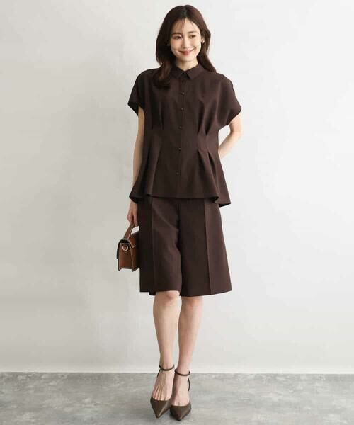 Maison de CINQ / メゾン ドゥ サンク シャツ・ブラウス | 【小さいサイズ】[洗える]リネンライクストレッチ ウエストタックデザイン襟付きブラウス | 詳細9