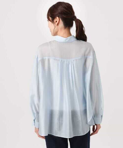 Maison de CINQ / メゾン ドゥ サンク シャツ・ブラウス | 【小さいサイズ】[接触冷感/洗える]ドビーストライプ柄シアーシャツブラウス | 詳細10