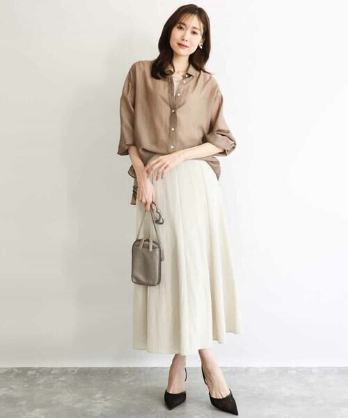 Maison de CINQ / メゾン ドゥ サンク シャツ・ブラウス | 【小さいサイズ】[接触冷感/洗える]ドビーストライプ柄シアーシャツブラウス | 詳細2