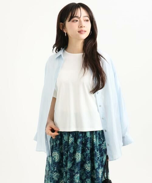 Maison de CINQ / メゾン ドゥ サンク シャツ・ブラウス | 【小さいサイズ】[接触冷感/洗える]ドビーストライプ柄シアーシャツブラウス | 詳細22