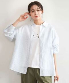 Maison de CINQ / メゾン ドゥ サンク シャツ・ブラウス | 【小さいサイズ】リネン混ストライプシャツブラウス/接触冷感/洗える