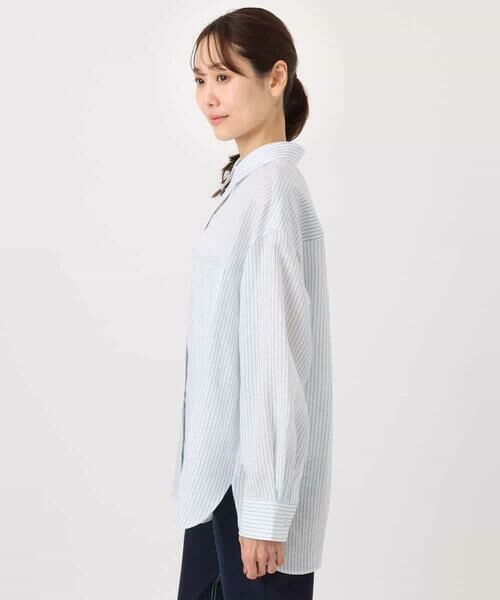Maison de CINQ / メゾン ドゥ サンク シャツ・ブラウス | 【小さいサイズ】リネン混ストライプシャツブラウス/接触冷感/洗える | 詳細8