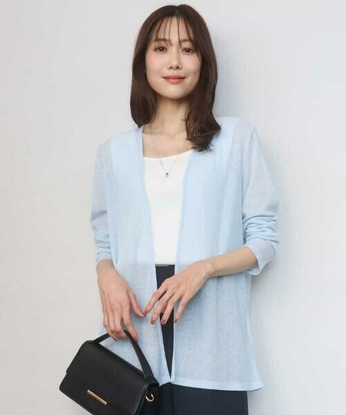 Maison de CINQ / メゾン ドゥ サンク カーディガン・ボレロ | 【小さいサイズ】コットン混シアーラメカーディガン/洗える（ライトブルー）