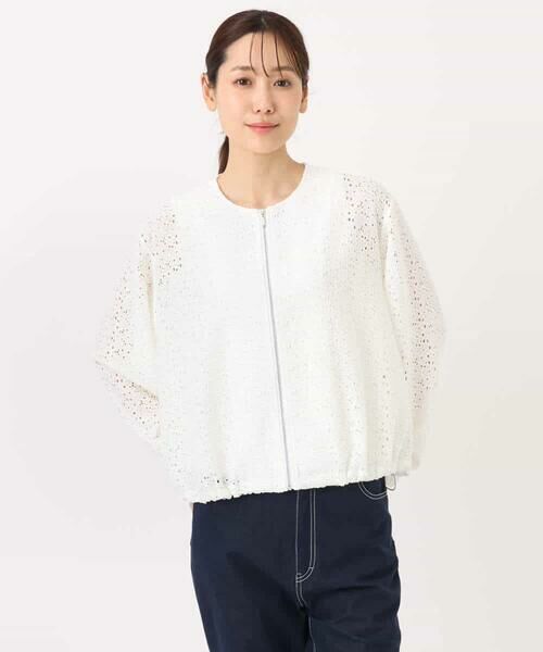 Maison de CINQ / メゾン ドゥ サンク その他アウター | 【小さいサイズ】花柄ラッセルレースジップアップブルゾン/洗える | 詳細15