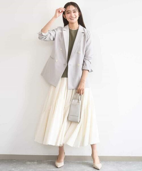 Maison de CINQ / メゾン ドゥ サンク セットアップ | 【小さいサイズ】バイオヴィンテージツイル ダブルブレストジャケット/接触冷感/UVカット/速乾/洗える | 詳細3