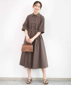 Maison de CINQ / メゾン ドゥ サンク ロング・マキシ丈ワンピース | 【小さいサイズ】ハーフスリーブ シャツワンピース/UVカット/洗える