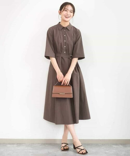 Maison de CINQ / メゾン ドゥ サンク ロング・マキシ丈ワンピース | 【小さいサイズ】ハーフスリーブ シャツワンピース/UVカット/洗える | 詳細2