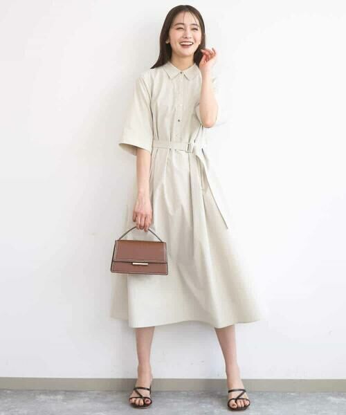 Maison de CINQ / メゾン ドゥ サンク ロング・マキシ丈ワンピース | 【小さいサイズ】ハーフスリーブ シャツワンピース/UVカット/洗える | 詳細3