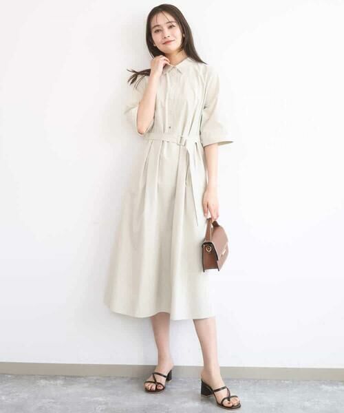 Maison de CINQ / メゾン ドゥ サンク ロング・マキシ丈ワンピース | 【小さいサイズ】ハーフスリーブ シャツワンピース/UVカット/洗える | 詳細4