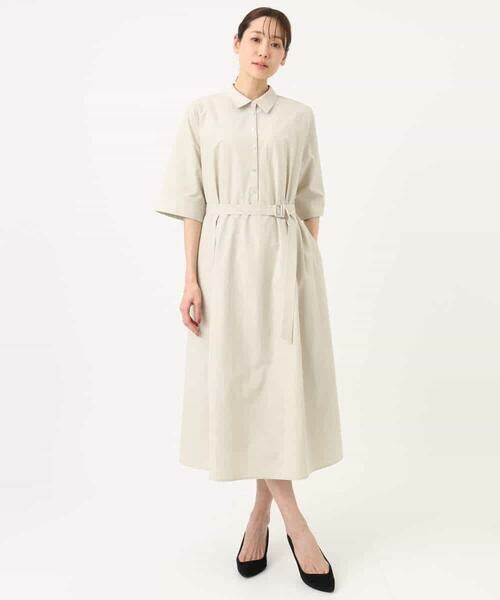 Maison de CINQ / メゾン ドゥ サンク ロング・マキシ丈ワンピース | 【小さいサイズ】ハーフスリーブ シャツワンピース/UVカット/洗える | 詳細5