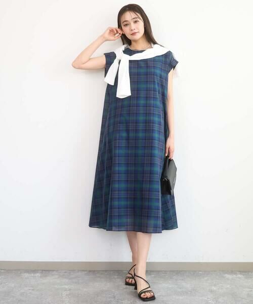 Maison de CINQ / メゾン ドゥ サンク ロング・マキシ丈ワンピース | 【小さいサイズ】オーガンジーチェック柄フレアシルエットワンピース/洗える | 詳細2