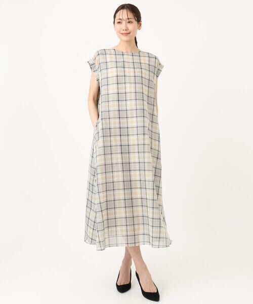 Maison de CINQ / メゾン ドゥ サンク ロング・マキシ丈ワンピース | 【小さいサイズ】オーガンジーチェック柄フレアシルエットワンピース/洗える | 詳細3