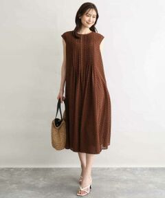 【小さいサイズ】[洗える]幾何柄レースAラインワンピース