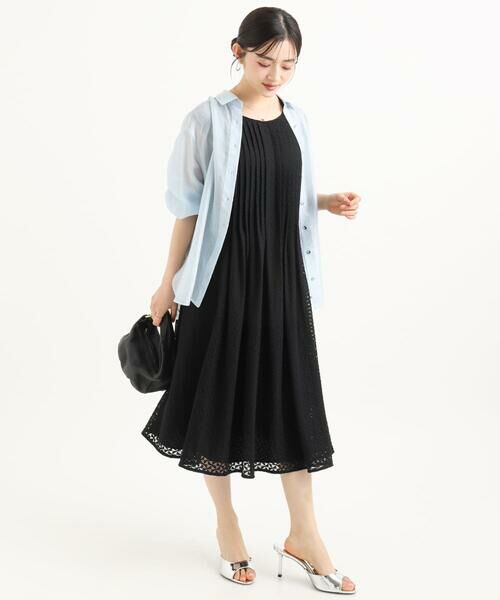 Maison de CINQ / メゾン ドゥ サンク ロング・マキシ丈ワンピース | 【小さいサイズ】[洗える]幾何柄レースAラインワンピース | 詳細3