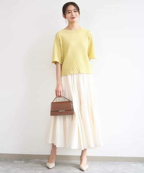 Maison de CINQ / メゾン ドゥ サンク ニット・セーター | 【小さいサイズ】ブロック調クロップド丈ニット/UVカット/洗える | 詳細1