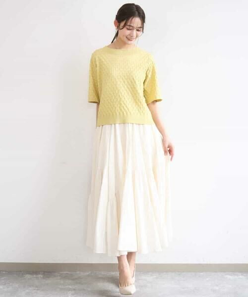 Maison de CINQ / メゾン ドゥ サンク ニット・セーター | 【小さいサイズ】ブロック調クロップド丈ニット/UVカット/洗える | 詳細2