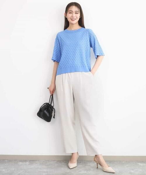 Maison de CINQ / メゾン ドゥ サンク ニット・セーター | 【小さいサイズ】ブロック調クロップド丈ニット/UVカット/洗える | 詳細7