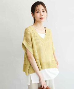 Maison de CINQ / メゾン ドゥ サンク ニット・セーター | 【小さいサイズ】[洗濯機で洗える]メッシュ編みニットベスト×タンクトップ ツインセット