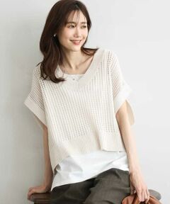 Maison de CINQ / メゾン ドゥ サンク ニット・セーター | 【小さいサイズ】[洗濯機で洗える]メッシュ編みニットベスト×タンクトップ ツインセット