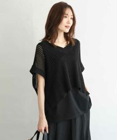 Maison de CINQ / メゾン ドゥ サンク ニット・セーター | 【小さいサイズ】[洗濯機で洗える]メッシュ編みニットベスト×タンクトップ ツインセット