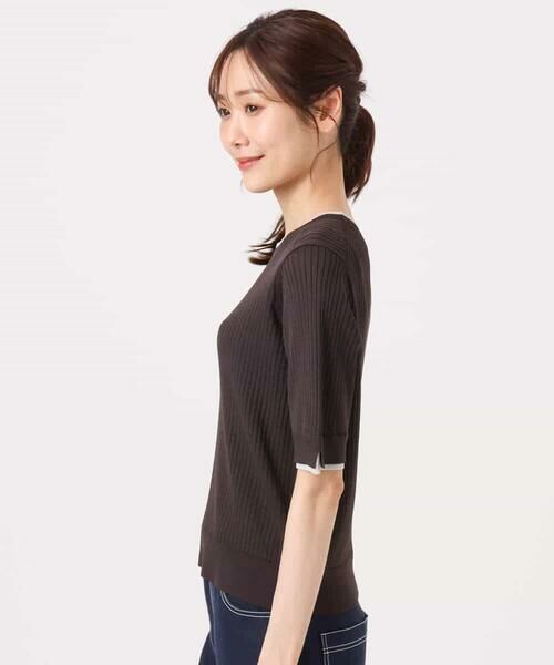 Maison de CINQ / メゾン ドゥ サンク ニット・セーター | 【小さいサイズ】[UVカット/洗える]ワイドリブ配色デザインニット | 詳細19