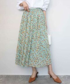 Maison de CINQ / メゾン ドゥ サンク ロング・マキシ丈スカート | 【小さいサイズ】花柄シフォンスカート/洗える/丈の長さが選べる/洗濯機で洗える/セットアップ対応