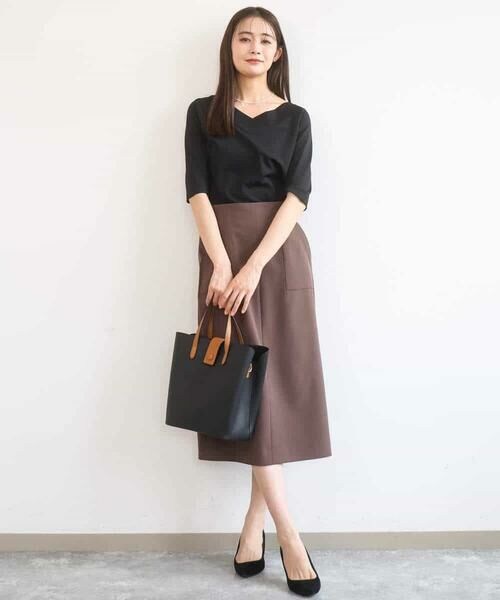 Maison de CINQ / メゾン ドゥ サンク ロング・マキシ丈スカート | 【小さいサイズ】ポケットデザインストレッチタイトスカート/洗濯機で洗える | 詳細4